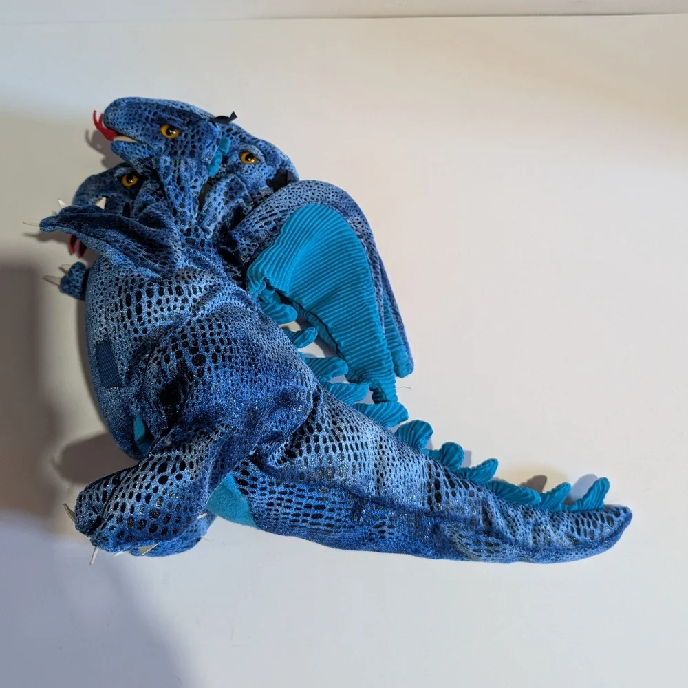 Folkmanis Blue Three Headed Dragon Plush Hand Puppet Wings - Picture 4 of 12